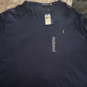 NWT Polo by Ralph Lauren Men's Deep Blue V-Neck Shirt 3XB